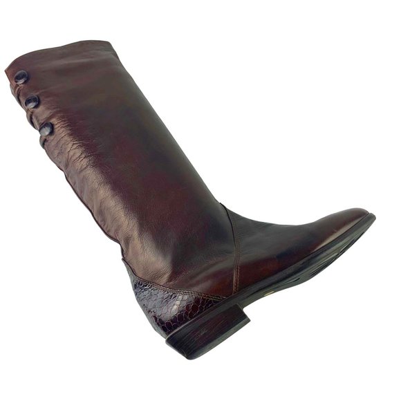 CARAVELLE Chocolate Brown Soft Leather Made in Italy Slip On Tall Boots - Picture 8 of 9